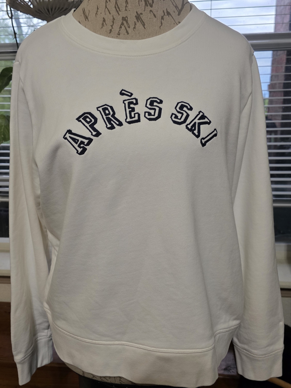 J. Crew Cream 'Après Ski' Embroidered Crewneck Sweatshirt 100% Cotton